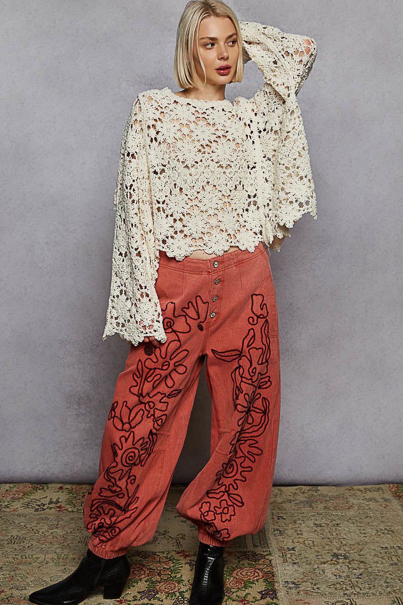 Crochet Knit Sweater Top