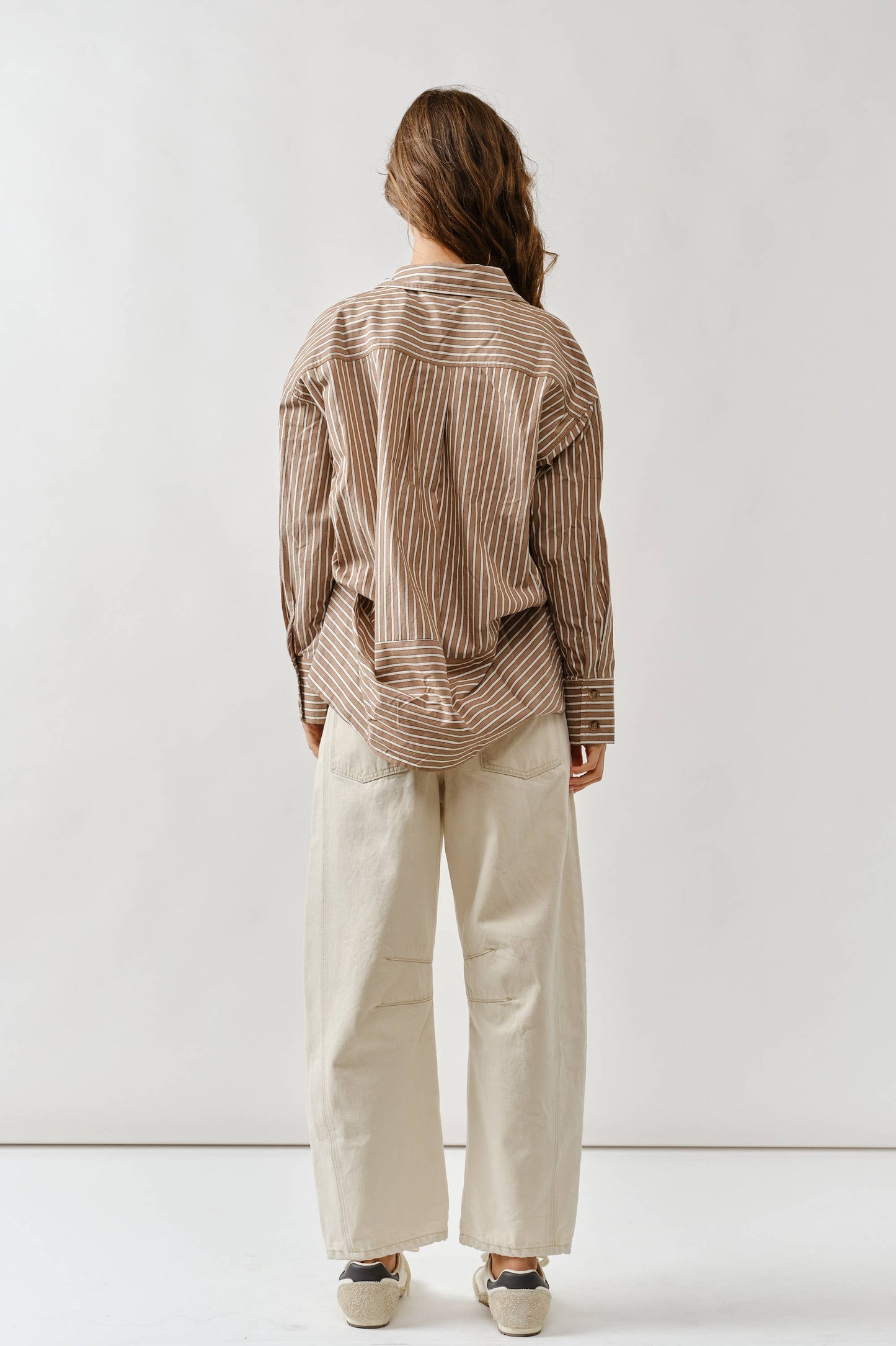 EMBROIDERED DETAIL COTTON BARREL PANTS