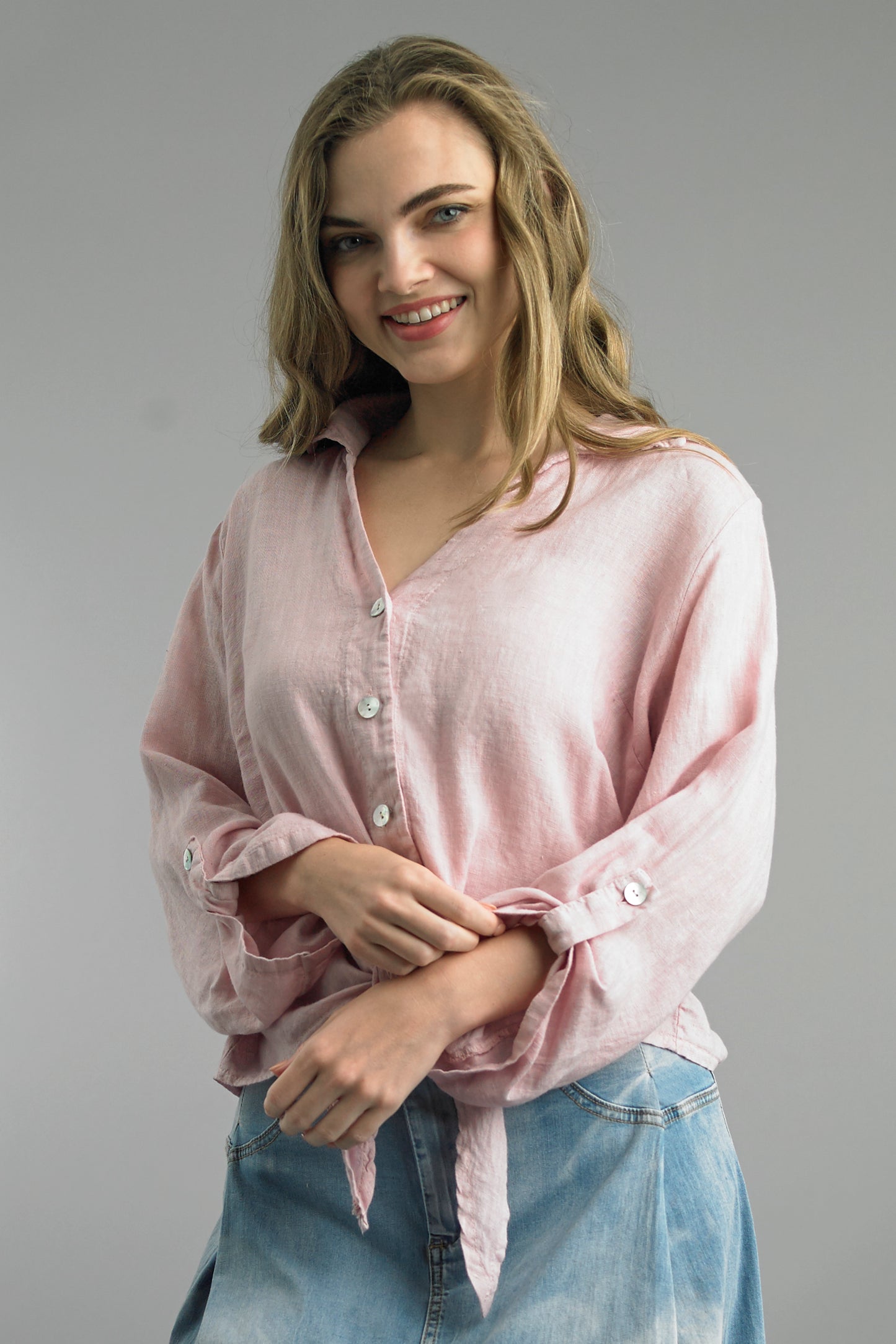 Tie Front Linen Shirt