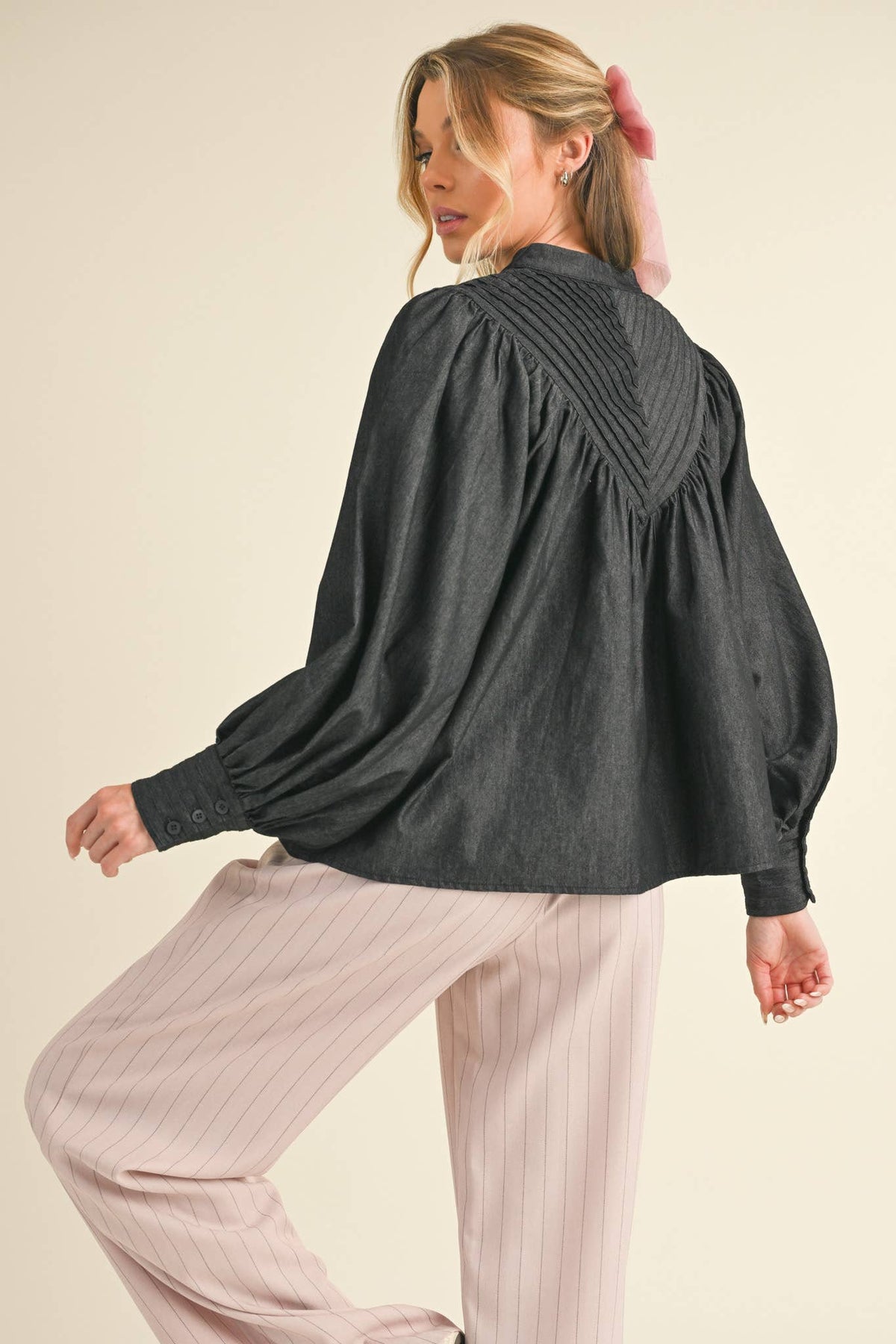 Button Down Batwing Sleeve Top