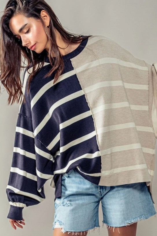 Two Toned Stripe Sweater