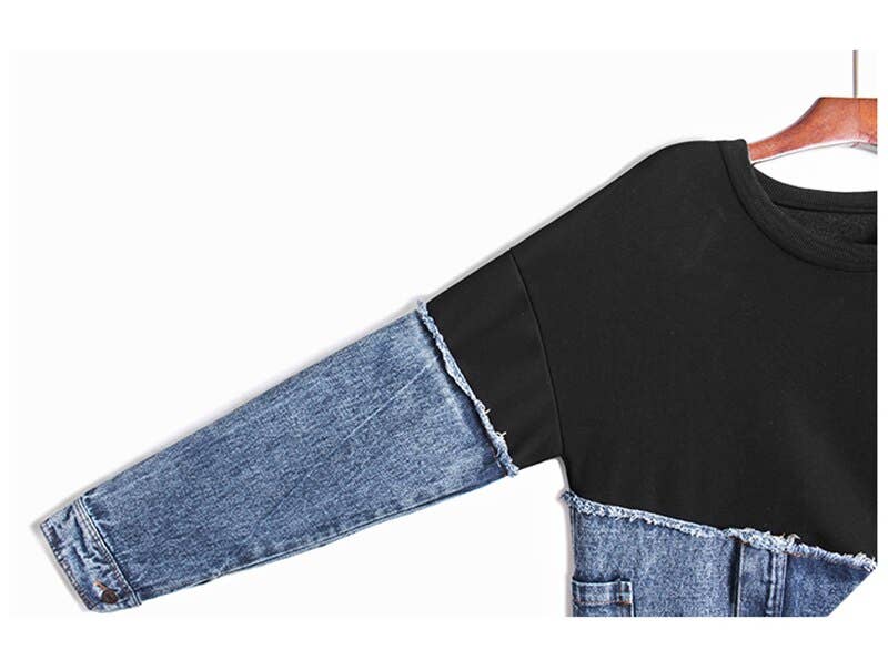 Denim Trim Sweatshirt