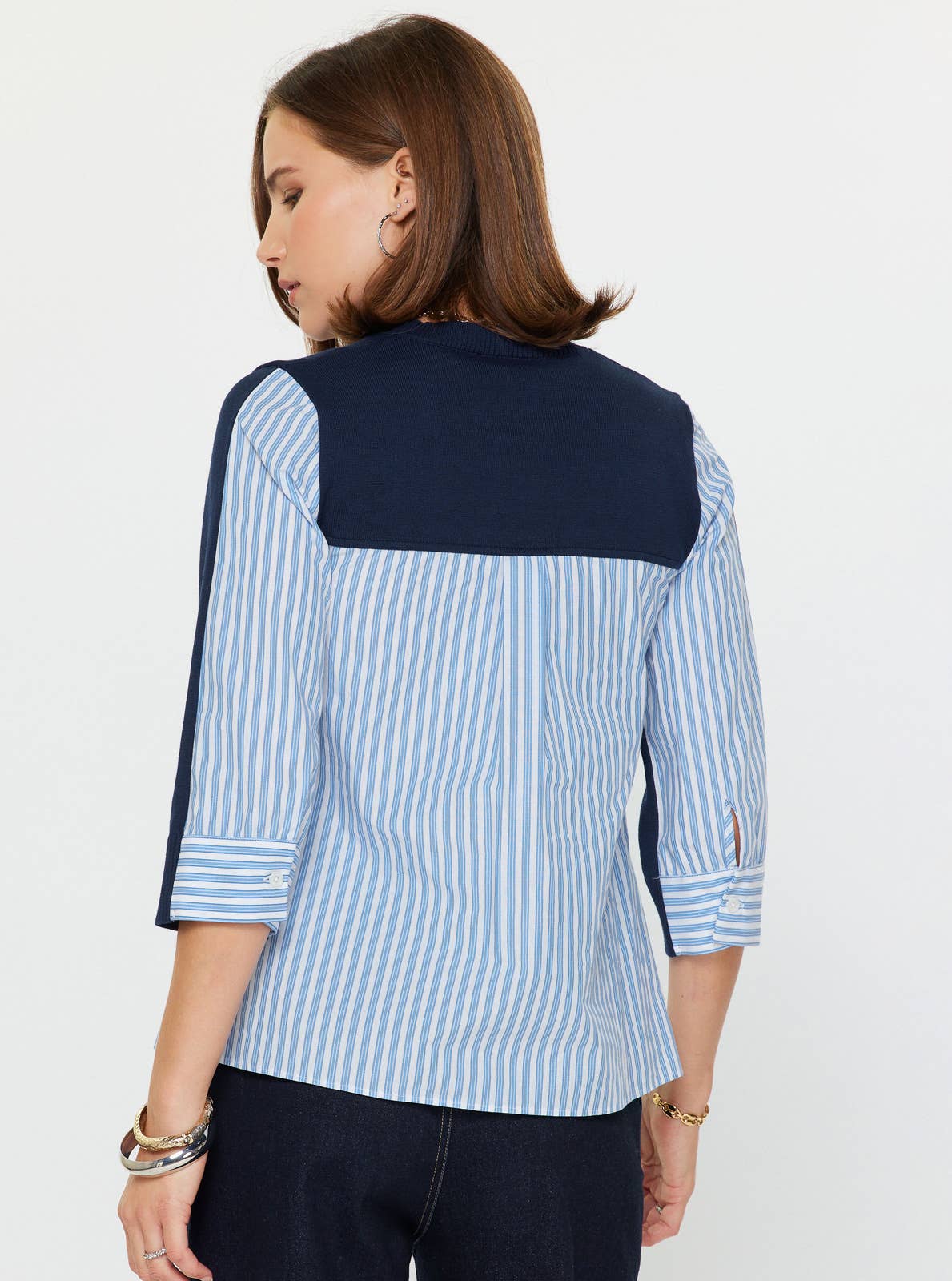 Striped Mixed Media Sweater