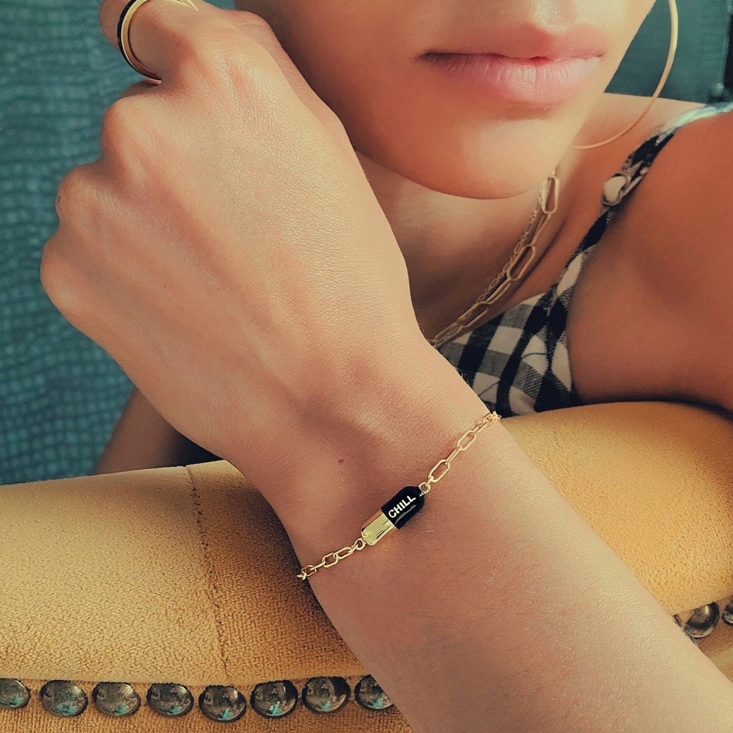 Black Chill Pill Charm Bracelet