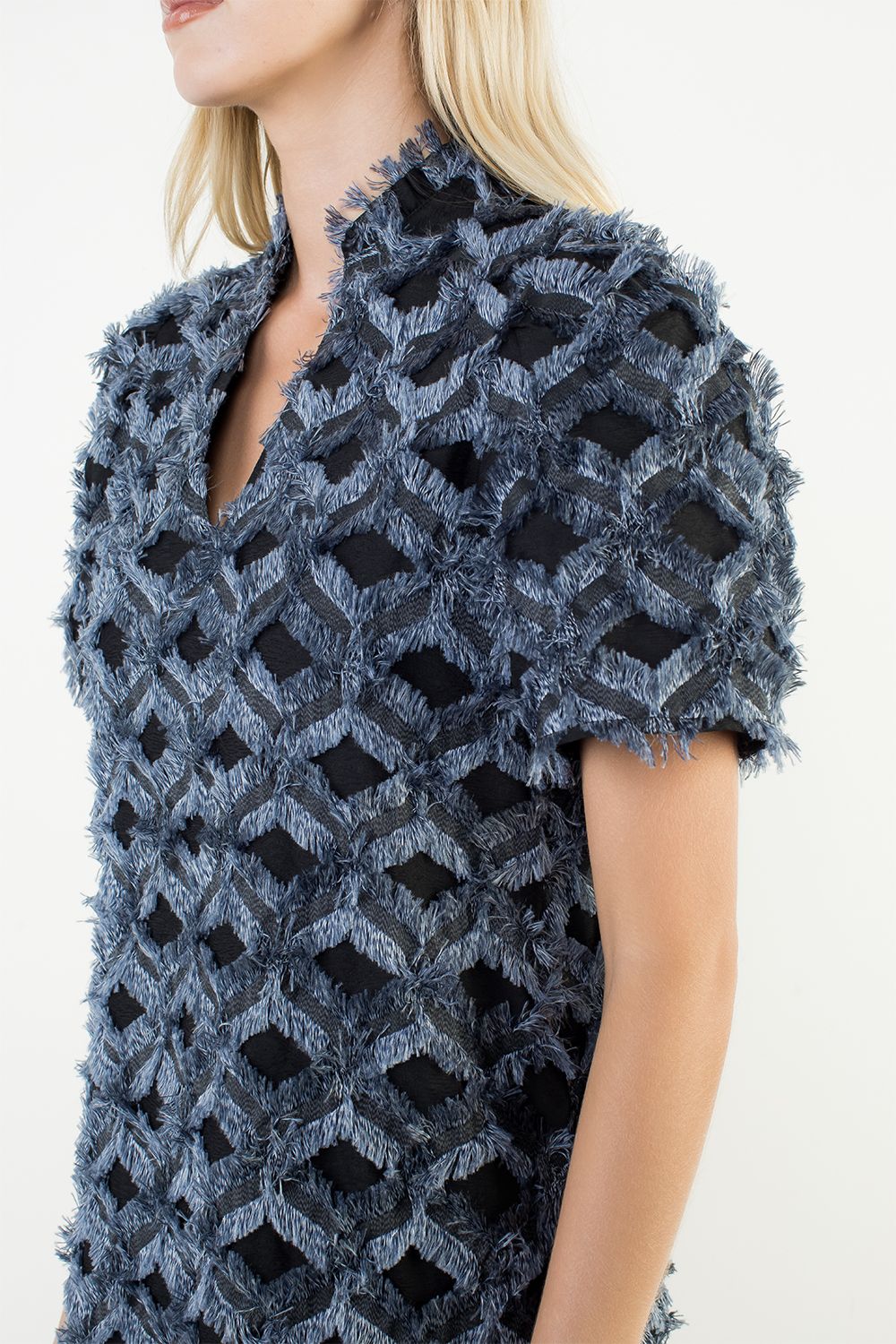 Short Sleeve Fringe Pattern Dress