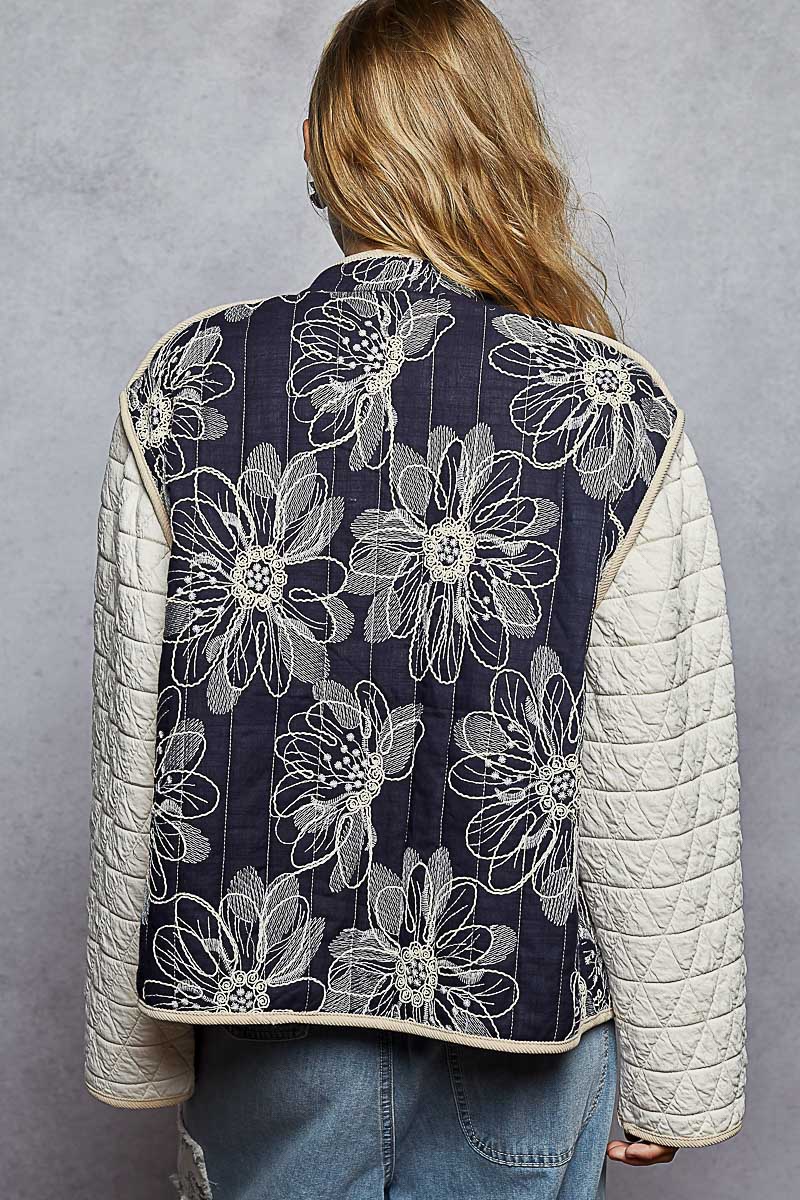 Blue Floral Quilted Jacket