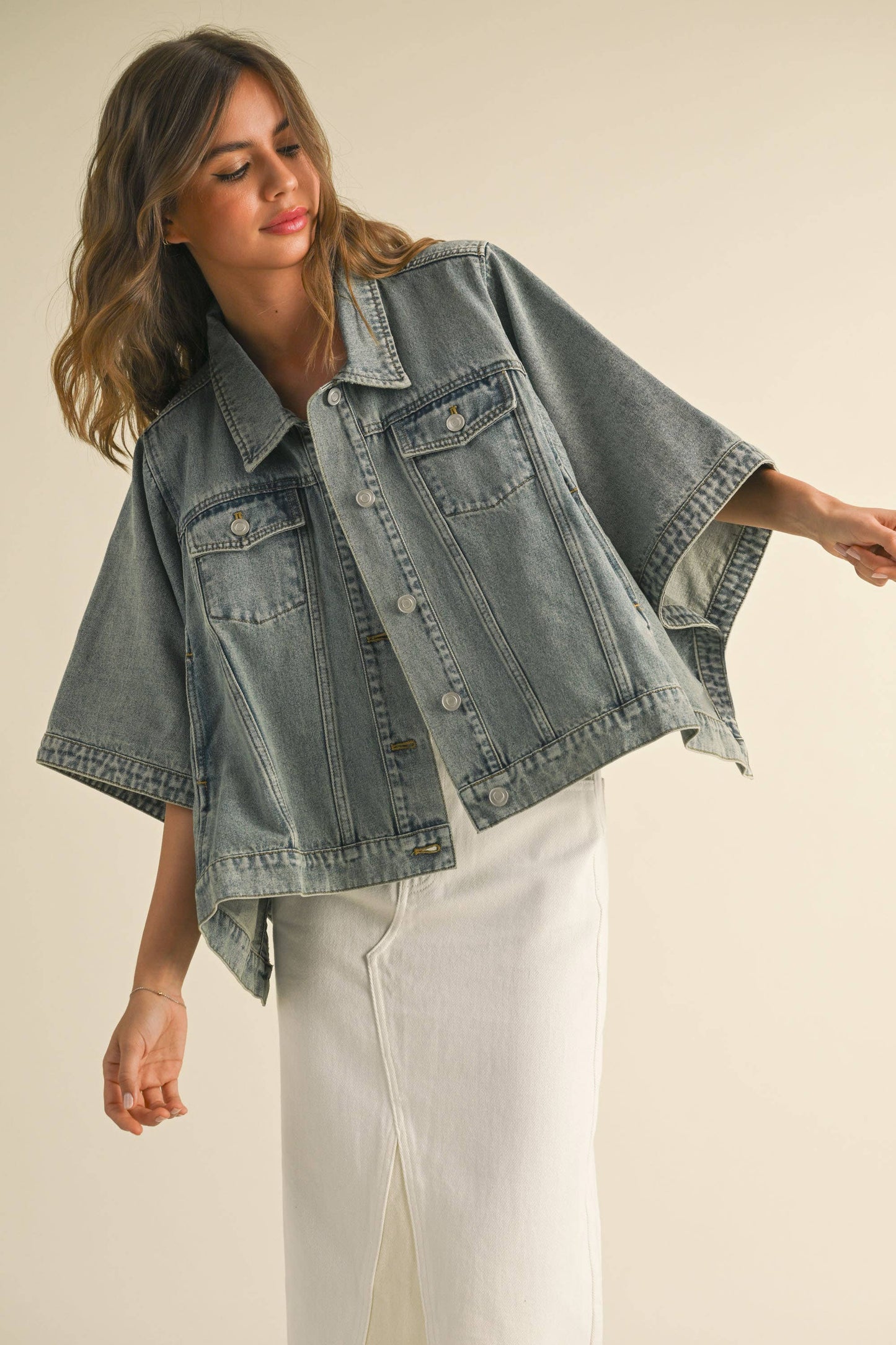 Cape Style Denim Jacket