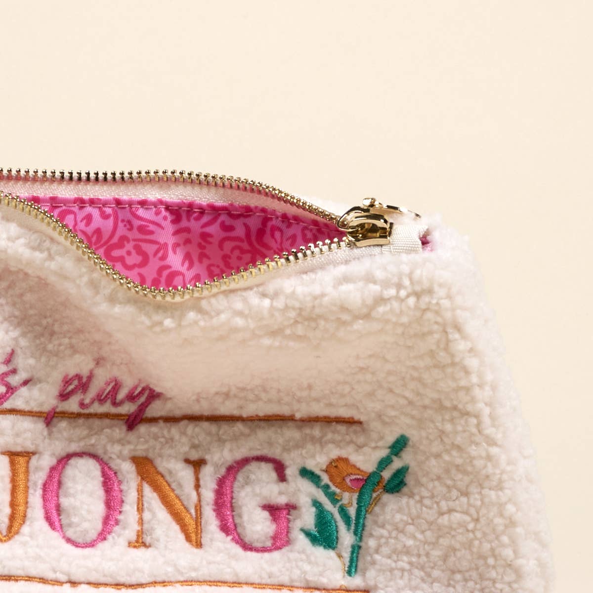 Sherpa Teddy Pouch–Let's Play Mahjong