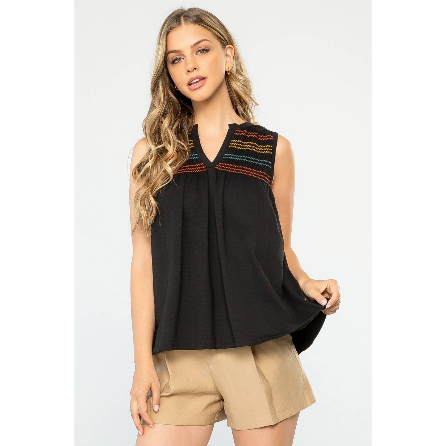 Smocked Detail Knit Top