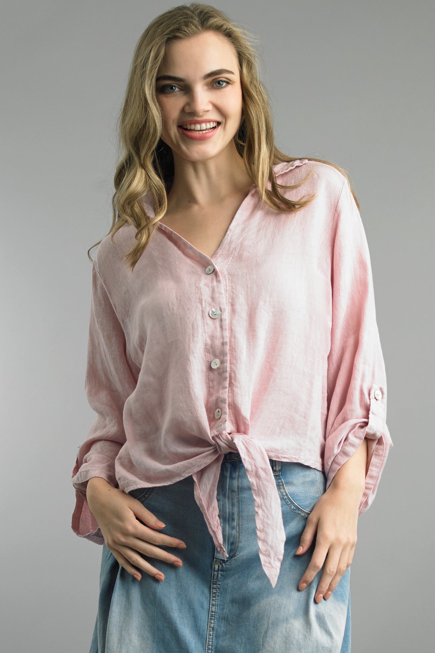 Tie Front Linen Shirt