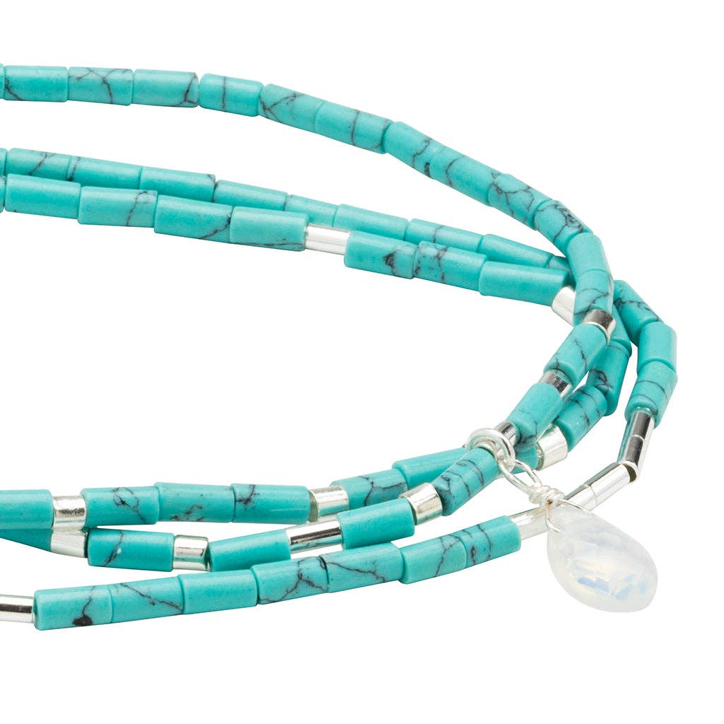 Scout Teardrop Stone Wrap ~ Turquoise/Opalite/Silver ~ Calm