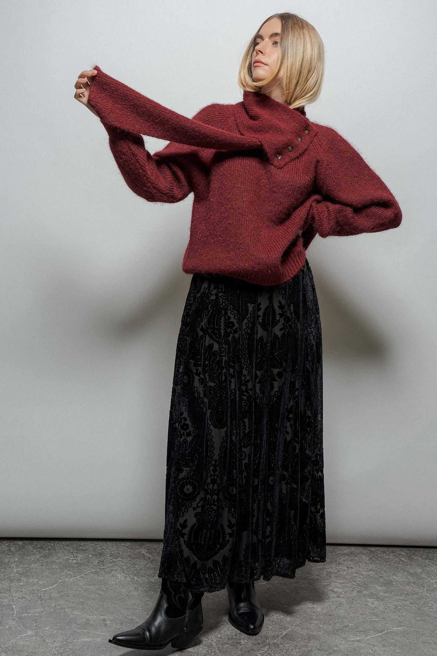 Detachable Scarf Ribbed Knit Sweater Top