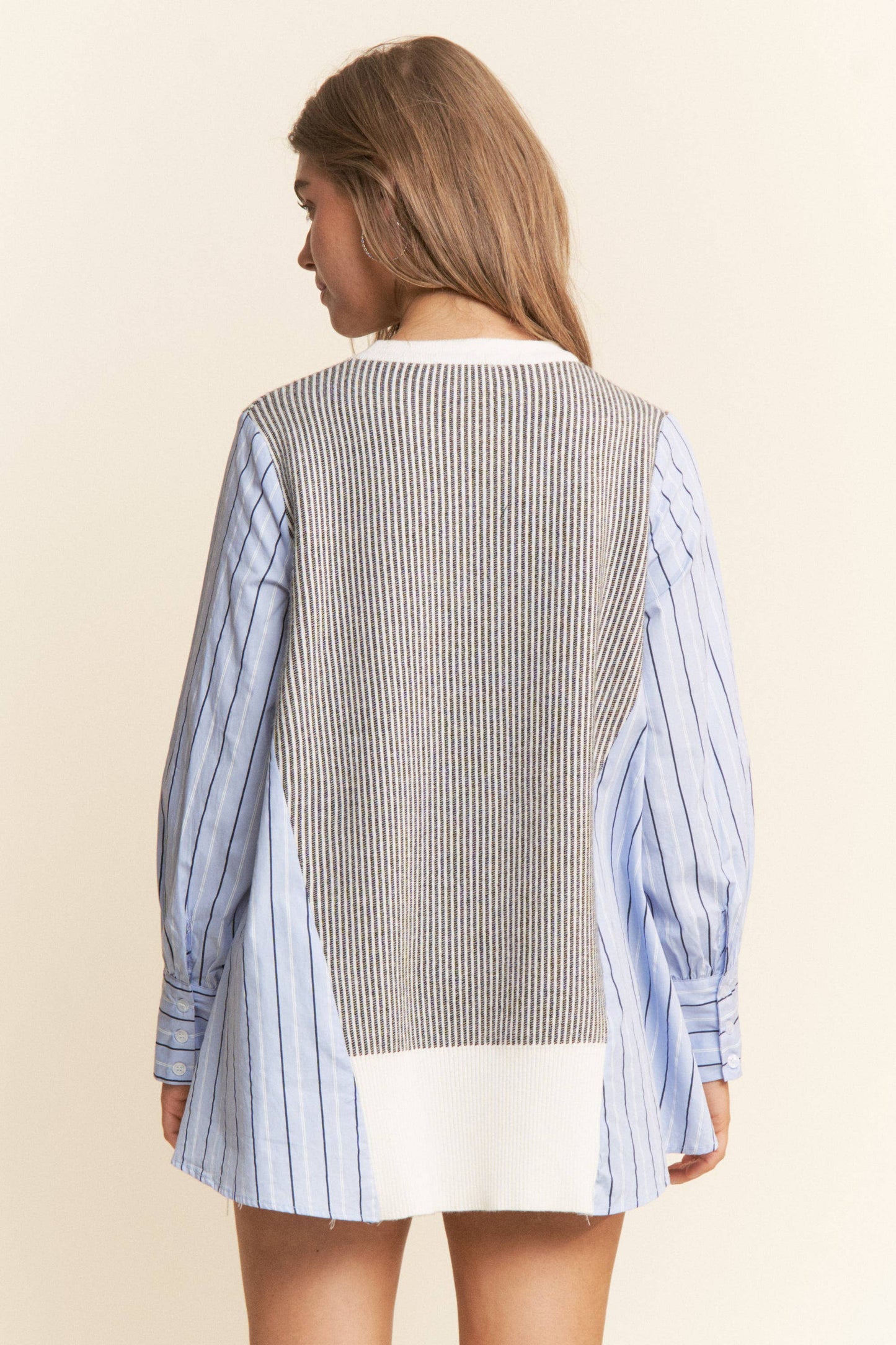 Multi Pattern Color Block Long Sleeve Top