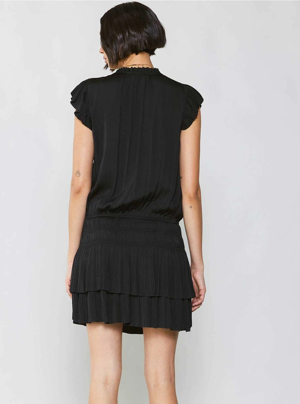 Zoey Pleated Mini Dress in Black