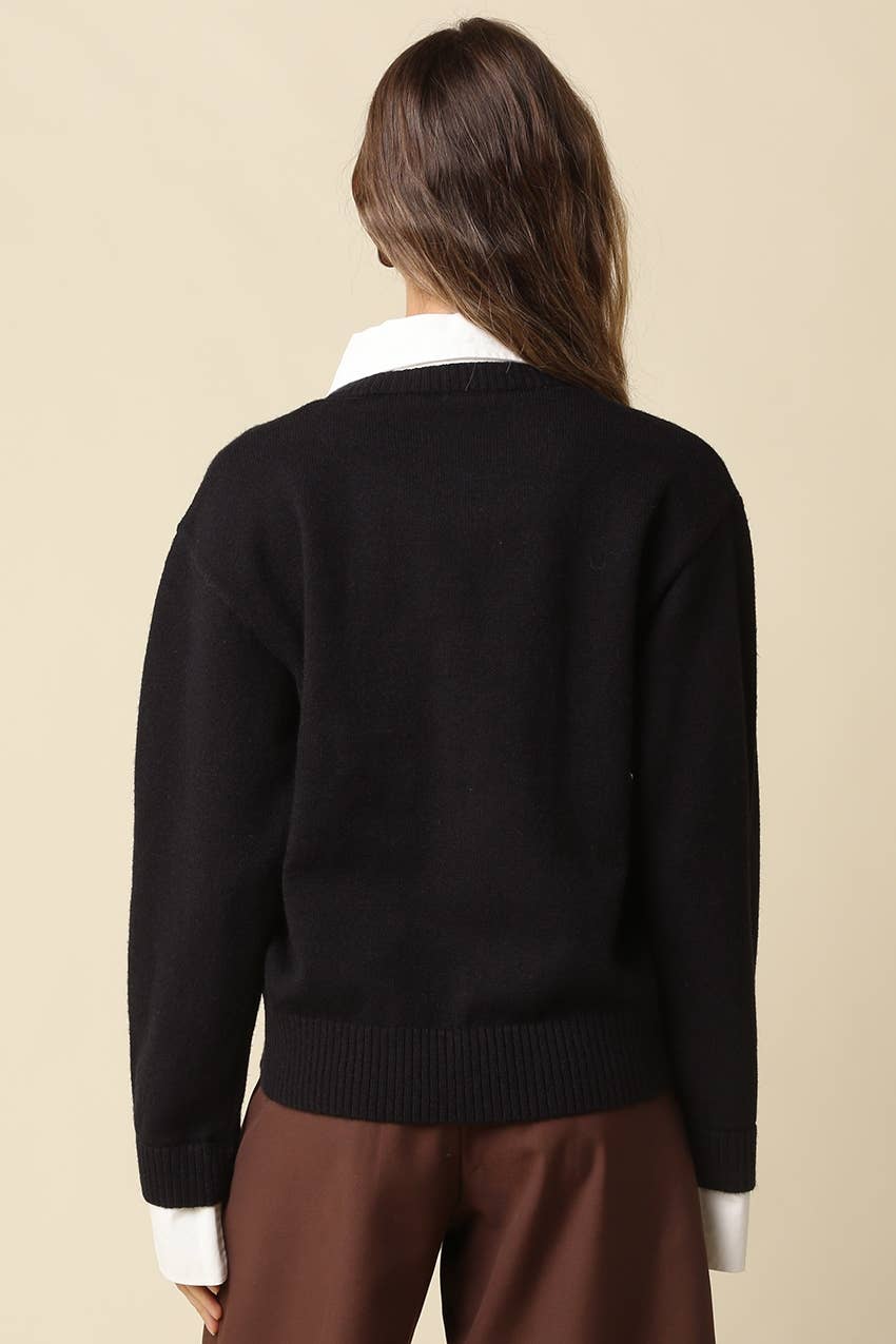 Alina Rugby Collar Knit Sweater