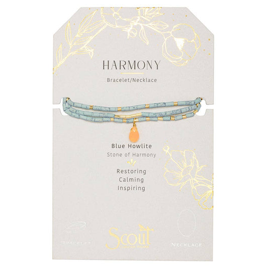 Scout Teardrop Stone Wrap ~ Blue Howlite/Sunstone/Gold ~ Harmony