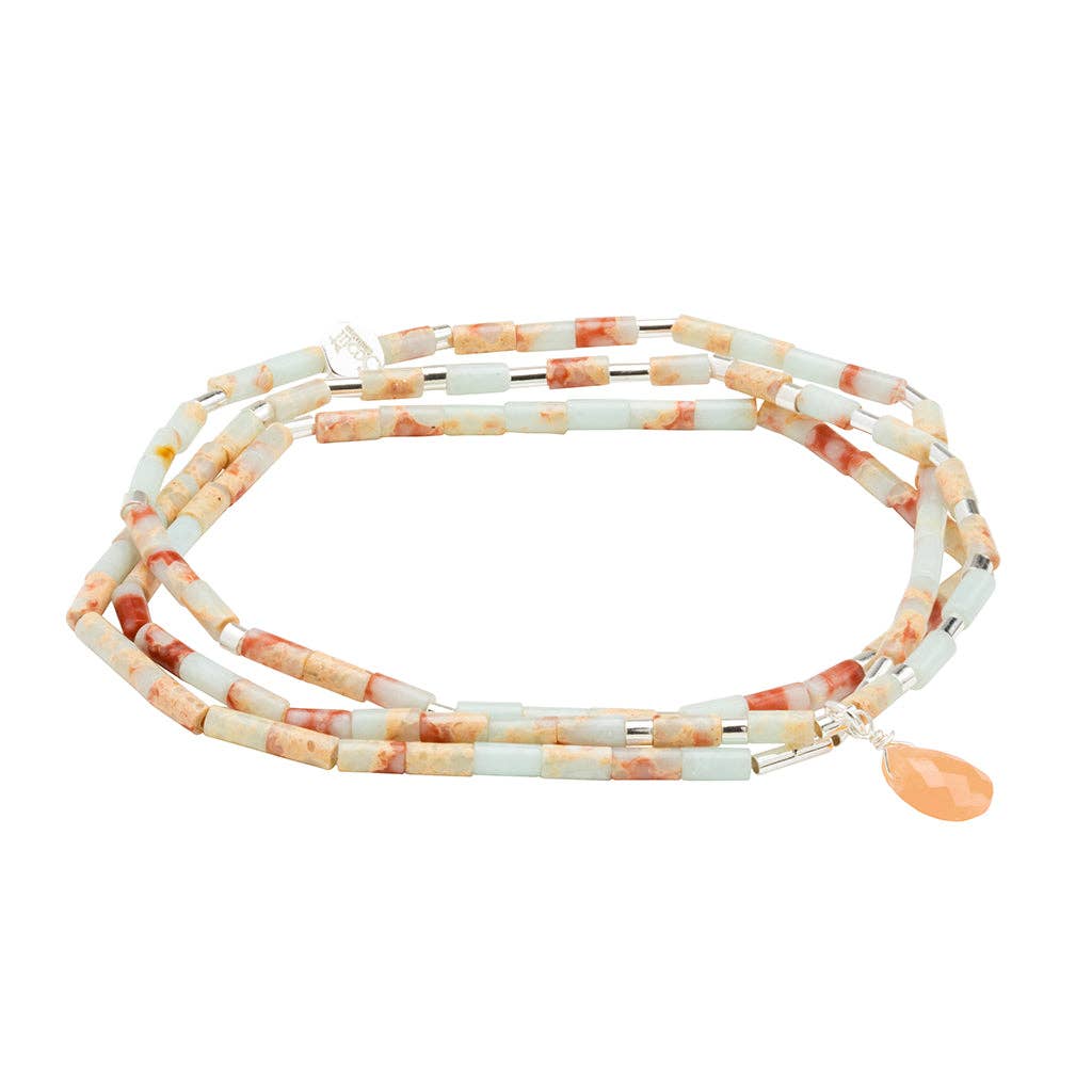 Scout Teardrop Stone Wrap ~ Aqua Terra/Sunstone/Silver ~ Peace