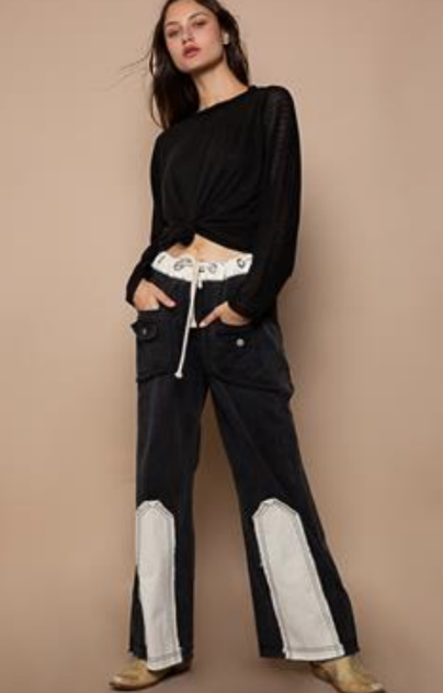 Black & Ivory Wide Leg Pants