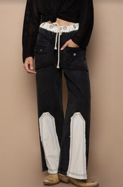 Black & Ivory Wide Leg Pants