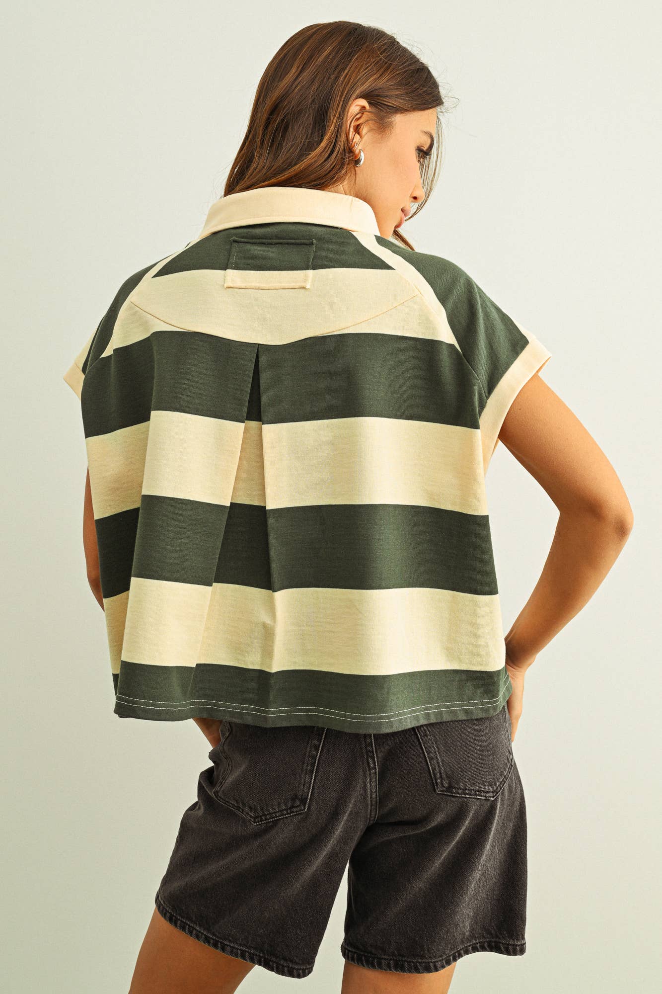 Wide Striped Short Sleeve Polo Shirt