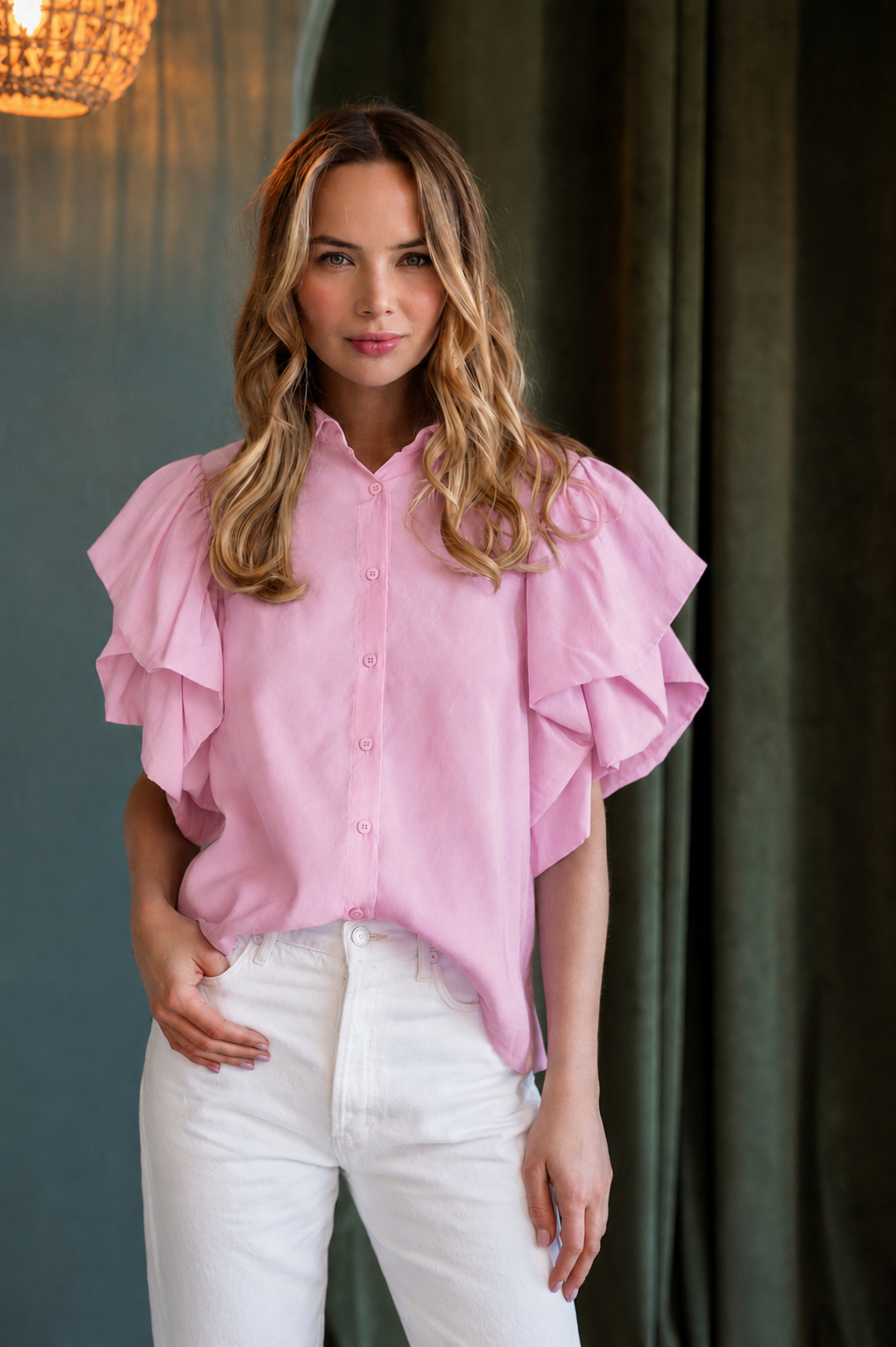 Wrynn Woven Ruffled Top