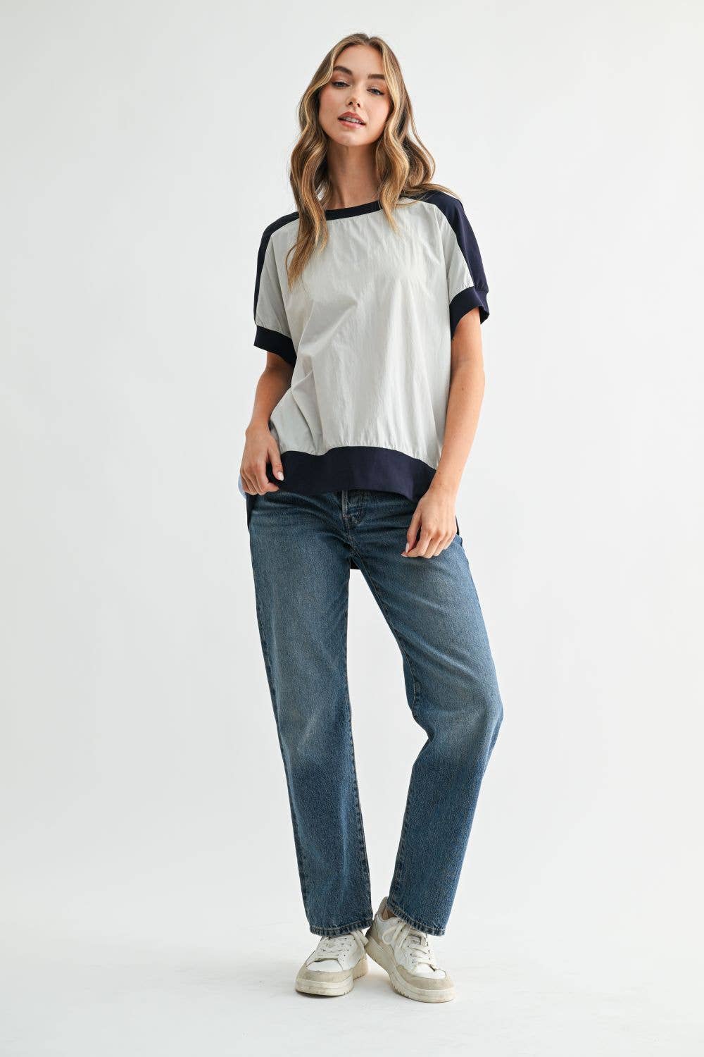 Joy Mixed Media Short Sleeve Top