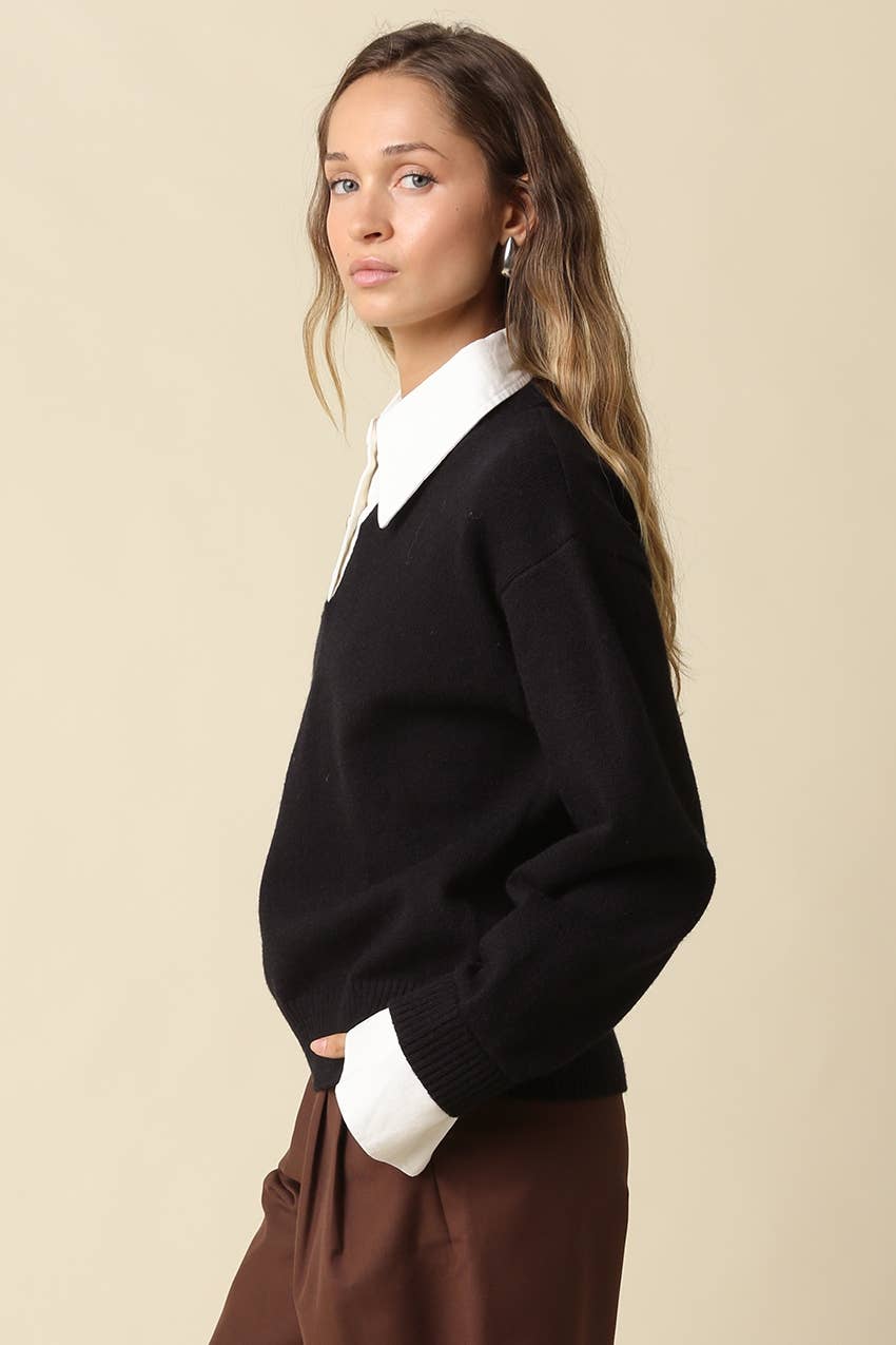 Alina Rugby Collar Knit Sweater