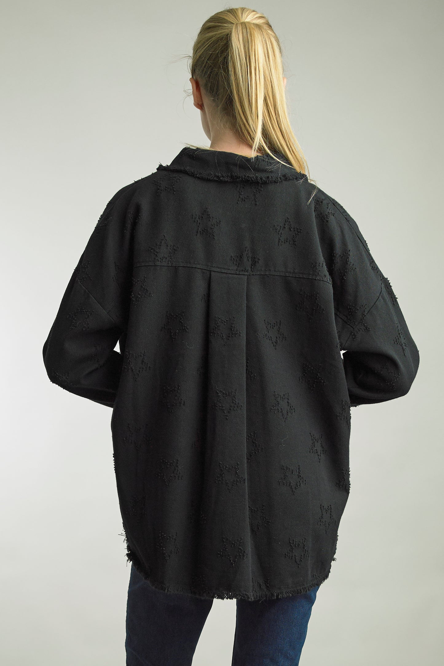 Fringe and Stars Black Denim Shirt Style Jacket