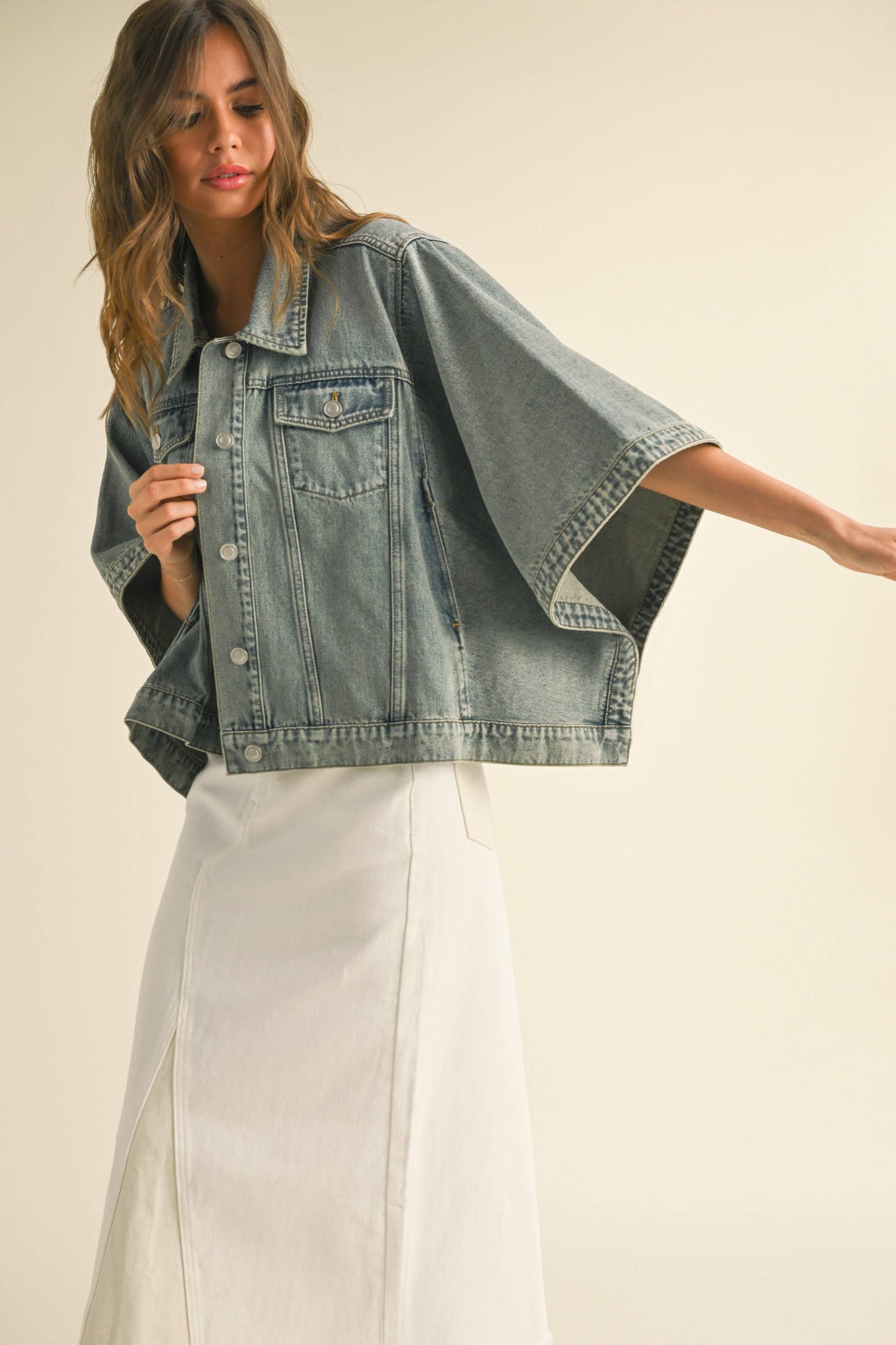 Cape Style Denim Jacket