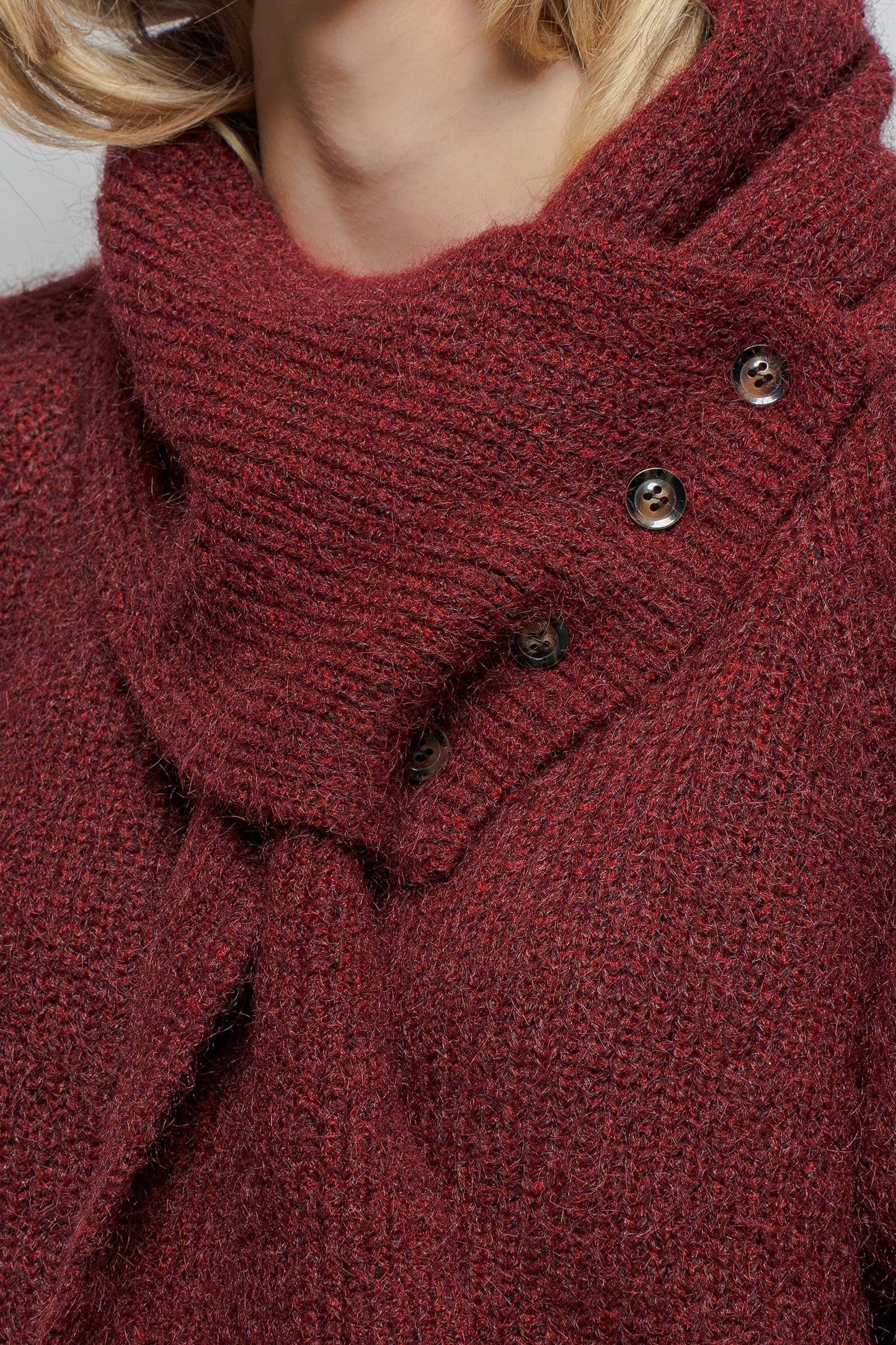 Detachable Scarf Ribbed Knit Sweater Top