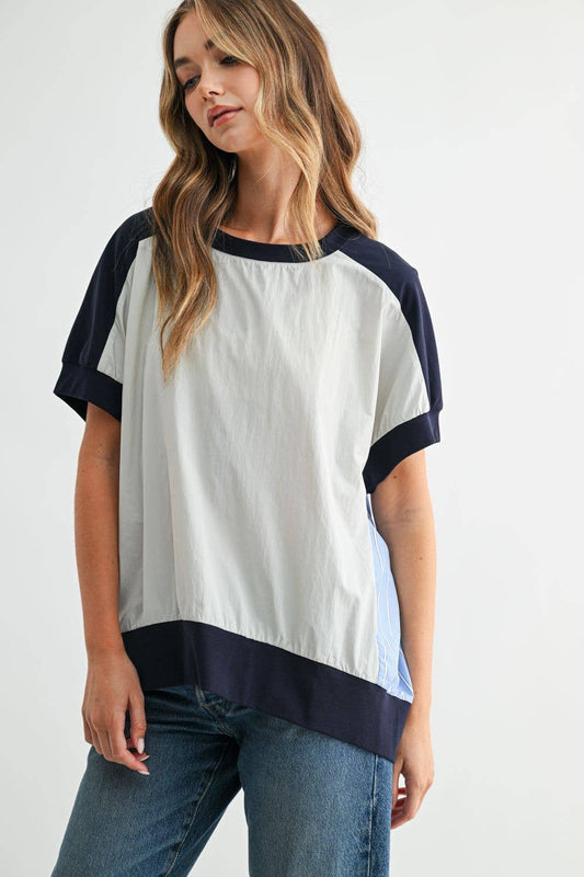 Joy Mixed Media Short Sleeve Top