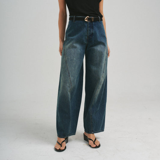 Distressed High Waist Barrel Jeans