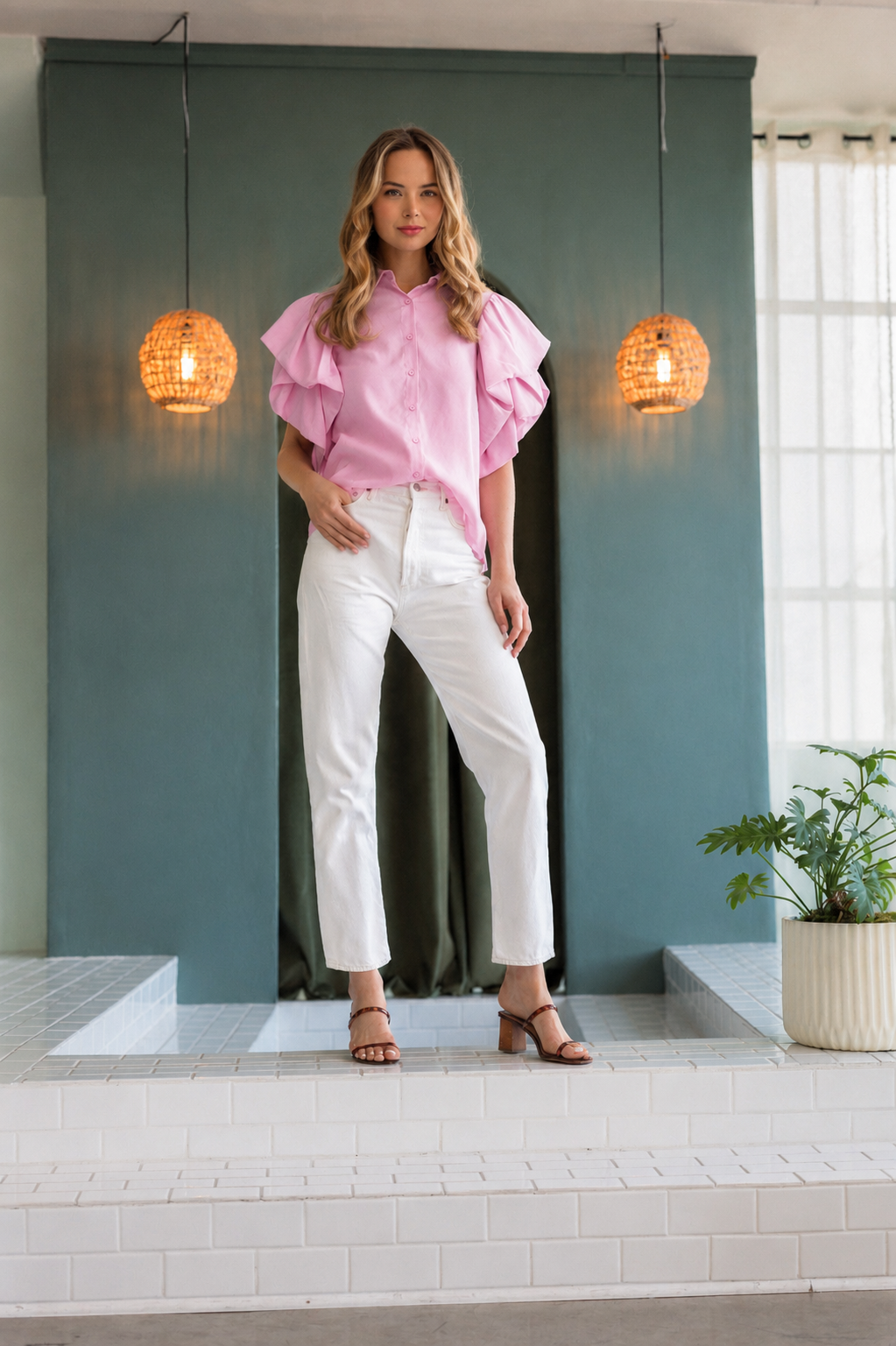 Wrynn Woven Ruffled Top