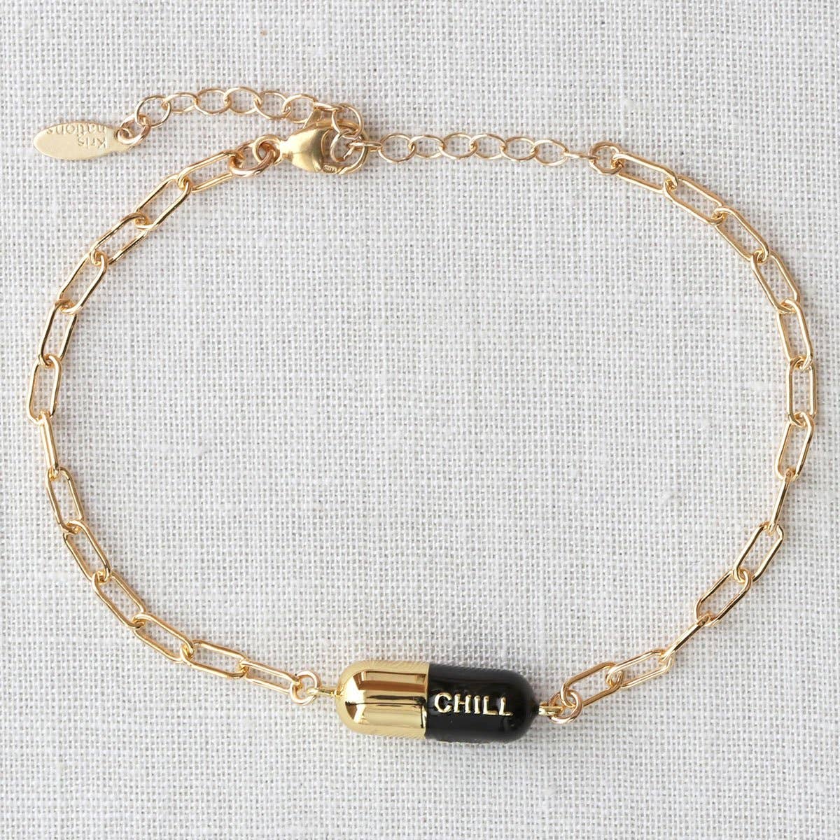 Black Chill Pill Charm Bracelet