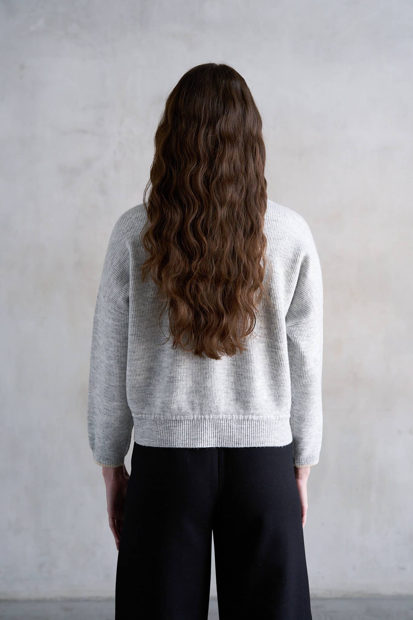 Ribbed Knit Sweater with Drawstring Hem