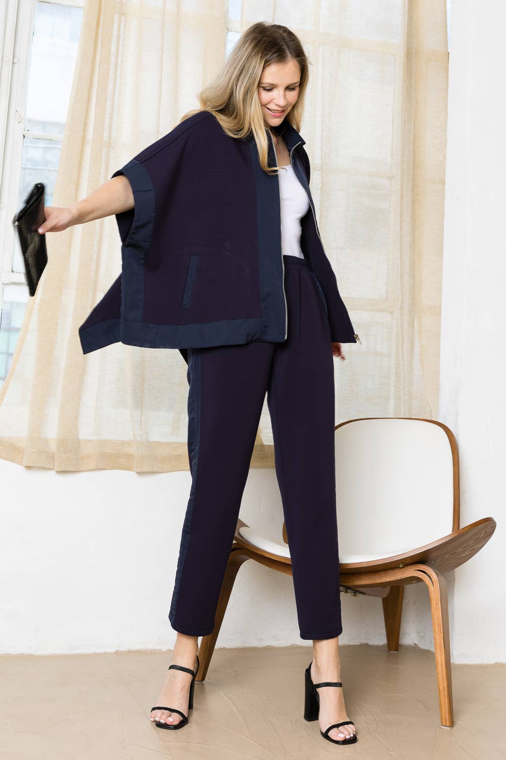 Felecia Stretch French Scuba Poncho Jacket