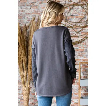 Button Exposed Stitch Pullover