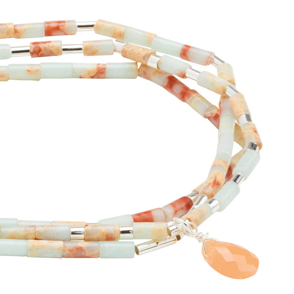 Scout Teardrop Stone Wrap ~ Aqua Terra/Sunstone/Silver ~ Peace