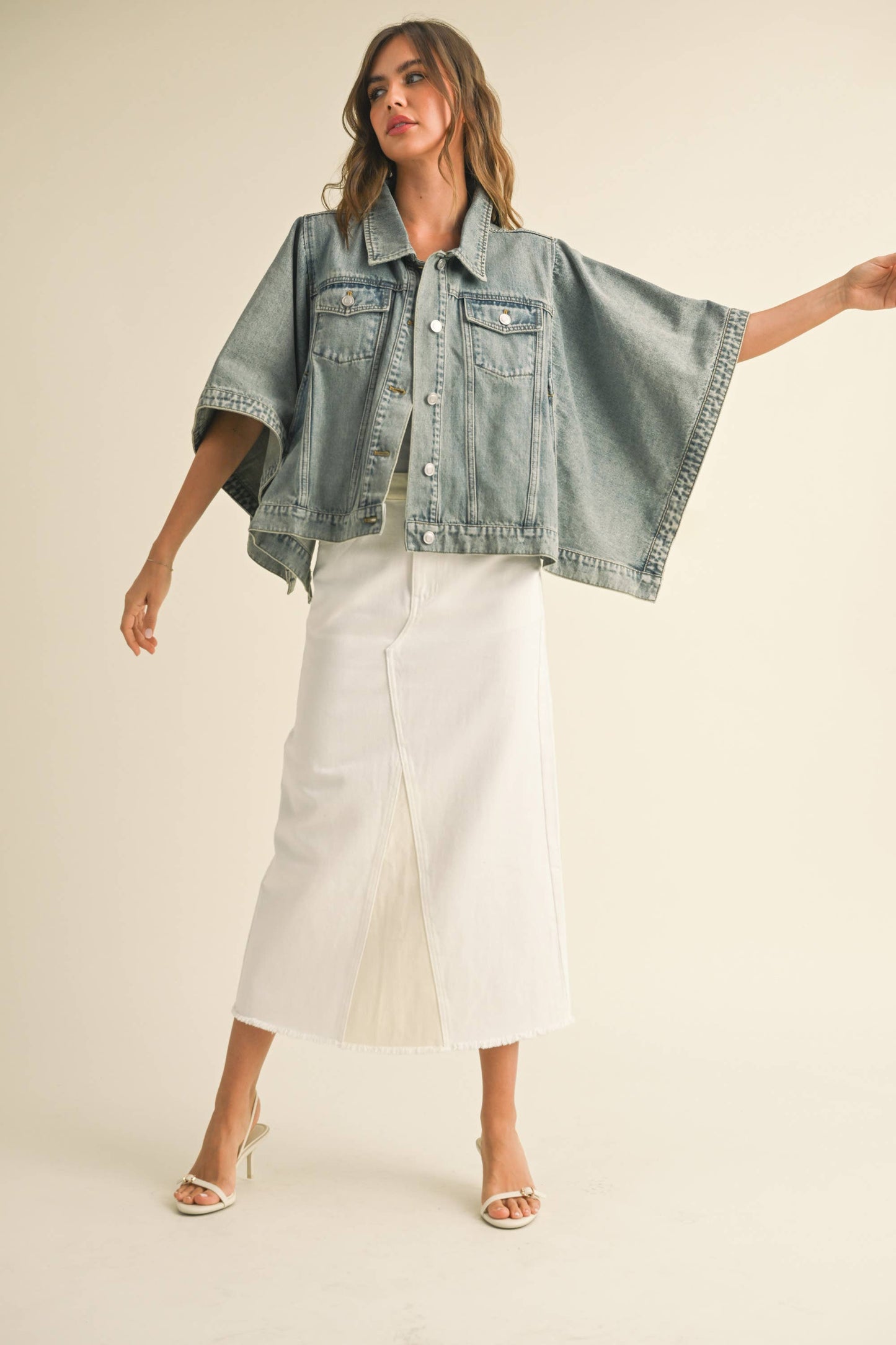 Cape Style Denim Jacket