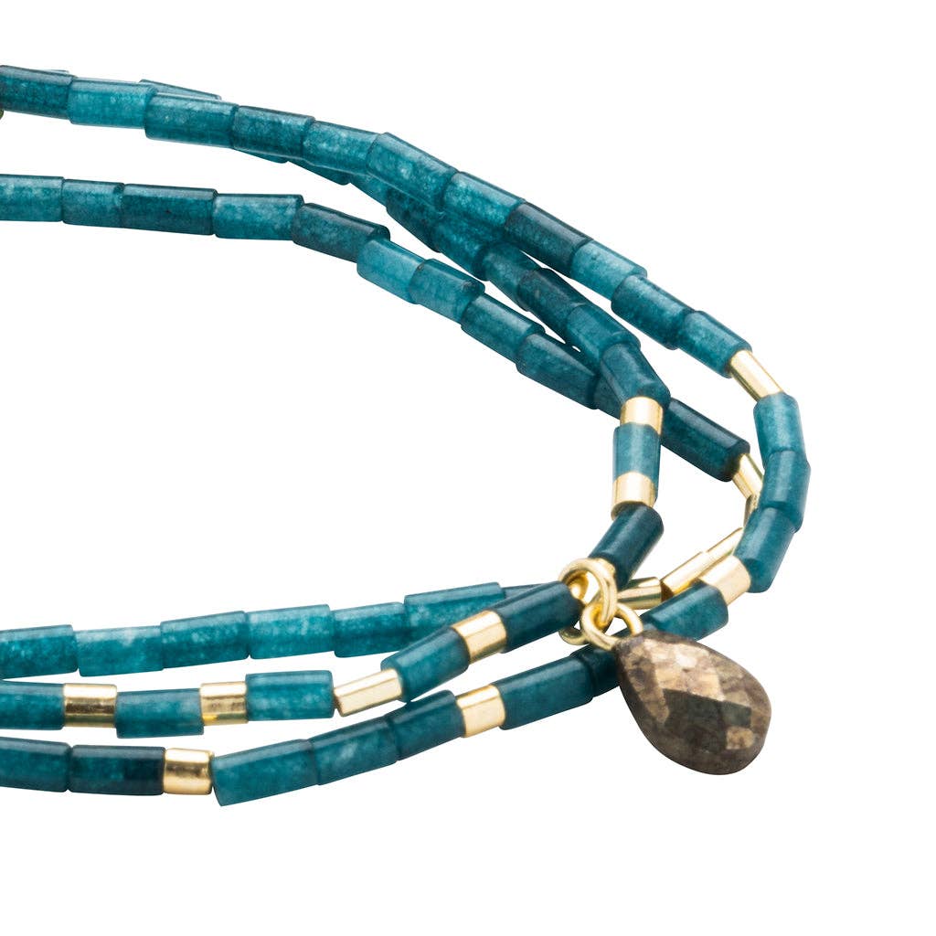 Scout Teardrop Stone Wrap ~ Teal Jade/Pyrite/Gold ~ Dream