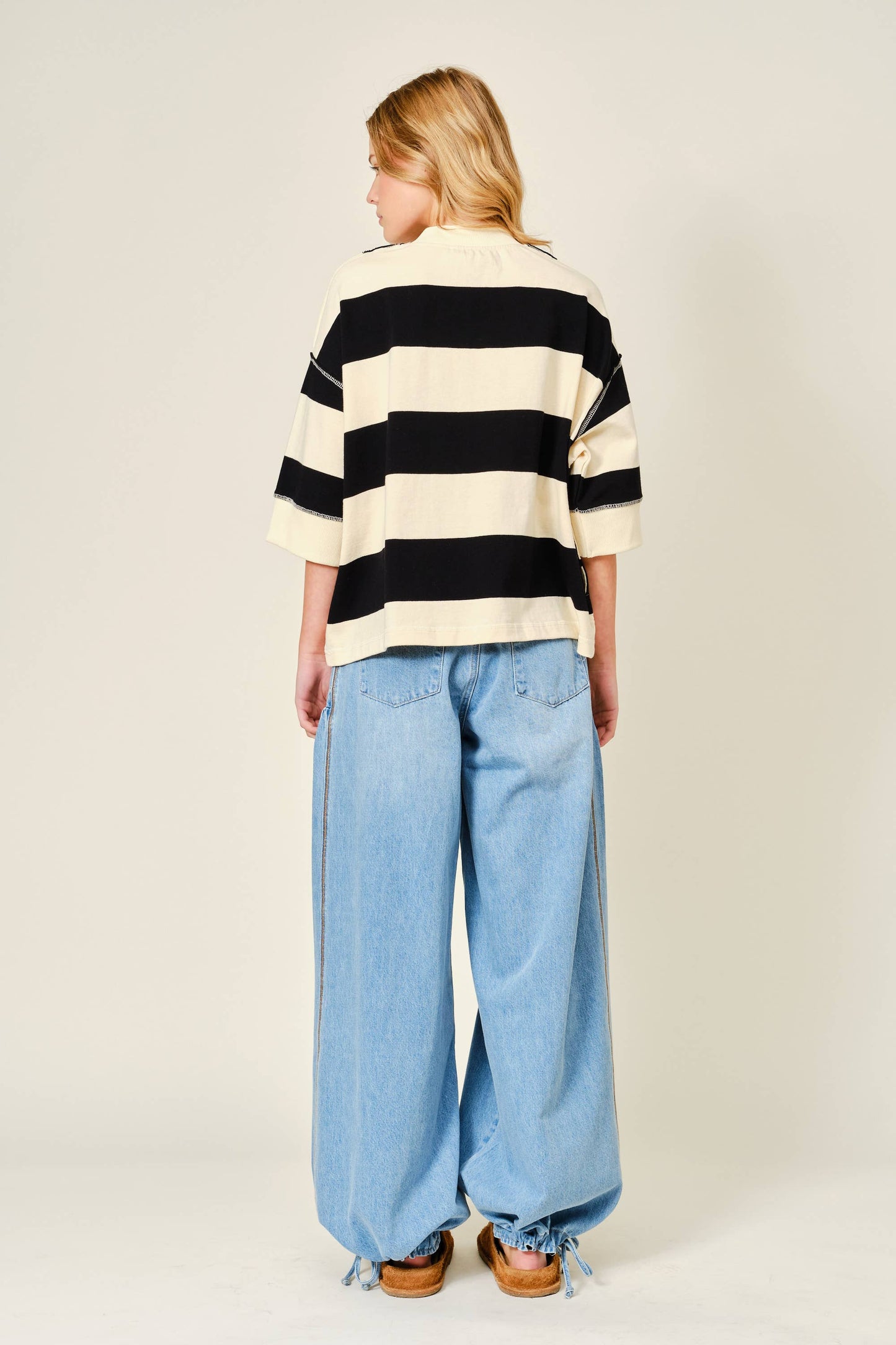 Striped Zipper Pullover Sweatshirt
