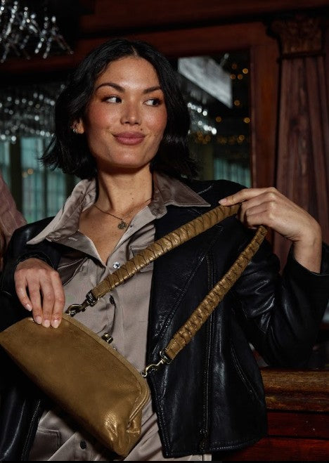 HOBO Alba Frame Small Shoulder Bag in Honey Gold