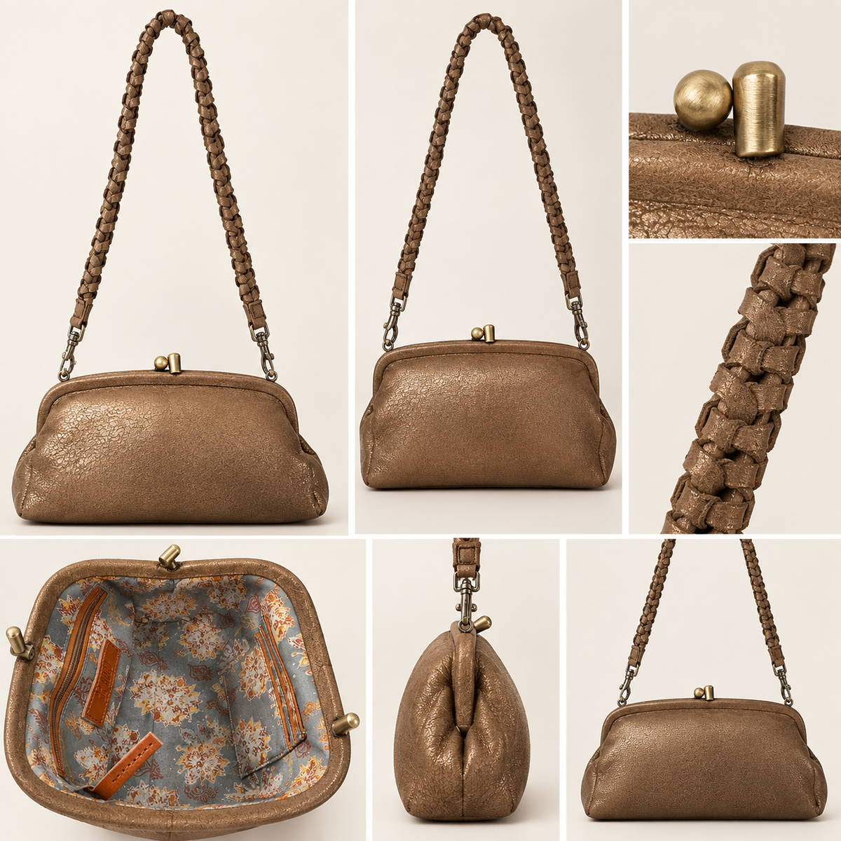 HOBO Alba Frame Small Shoulder Bag in Honey Gold