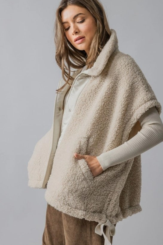 Snap Button Teddy Fleece Vest