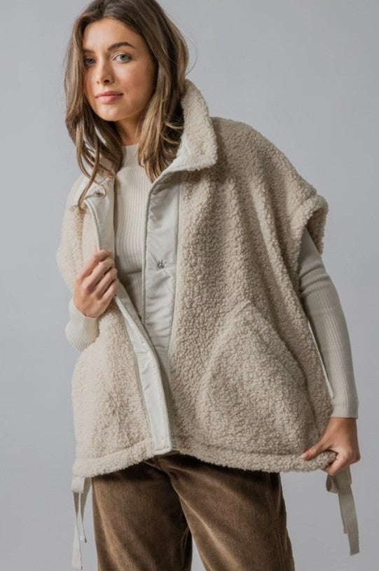 Snap Button Teddy Fleece Vest