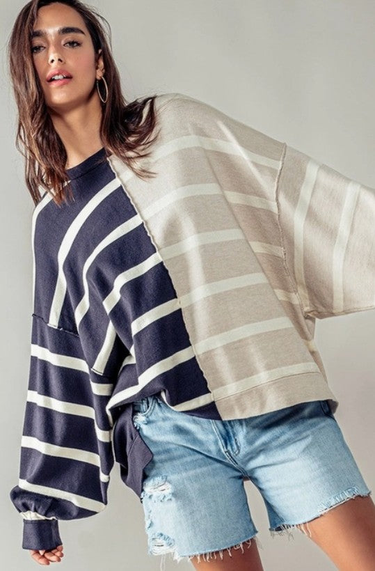 Two Toned Stripe Sweater