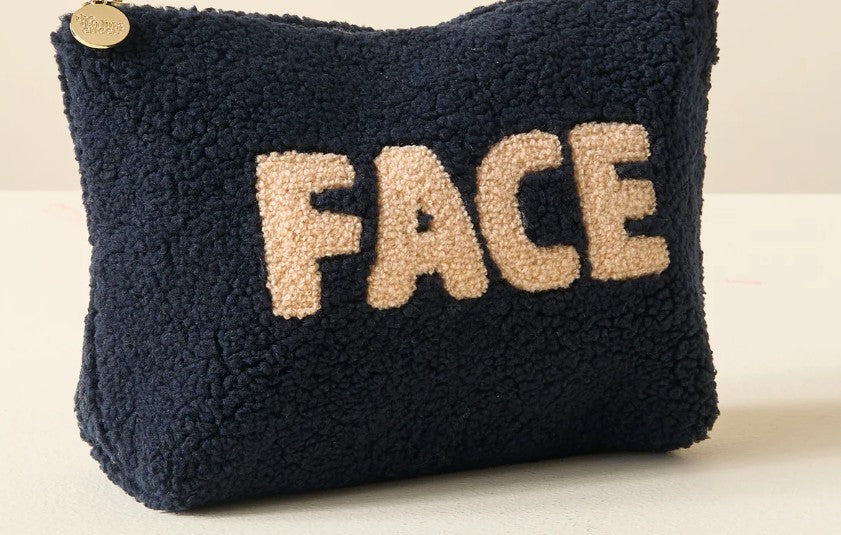 Sherpa Zippered Teddy Pouch - Face