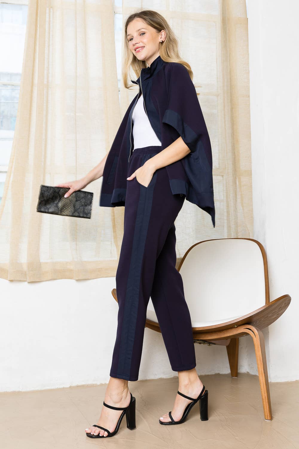 Felecia Stretch French Scuba Poncho Jacket