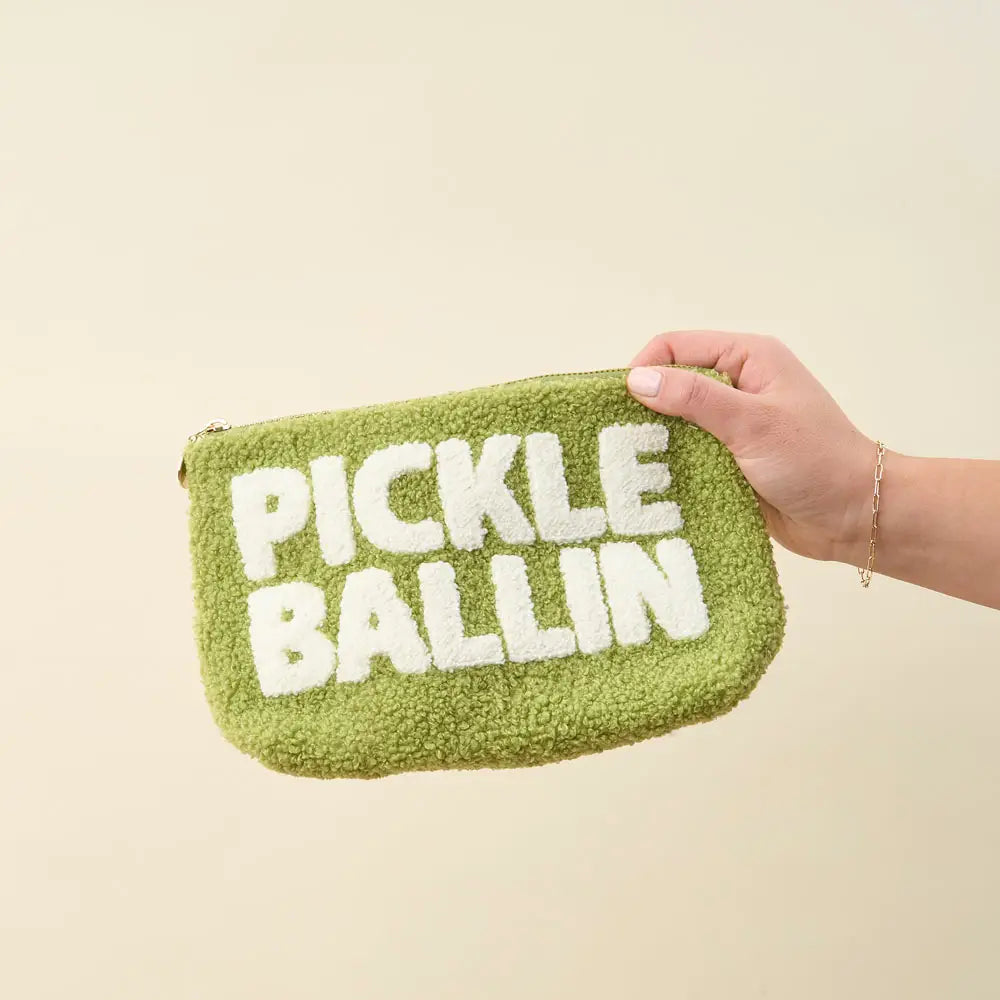 Sherpa Zippered Teddy Pouch - Pickle Ballin