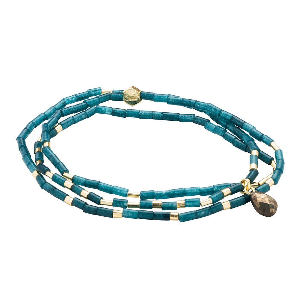 Scout Teardrop Stone Wrap ~ Teal Jade/Pyrite/Gold ~ Dream